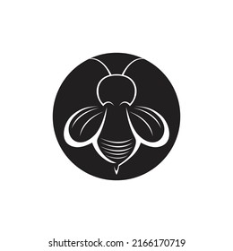 black honey bee logo vector icon illustration design