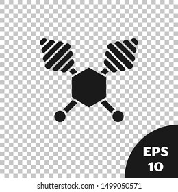 Black Honey dipper stick icon isolated on transparent background. Honey ladle.  Vector Illustration