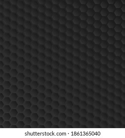Black honeycomb grid volumetric texture. Hexagonal cell background. Grid pattern. Fashion geometric design. Vector illustration