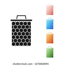 Black Honeycomb icon isolated on white background. Honey cells symbol. Sweet natural food. Set icons colorful. Vector Illustration