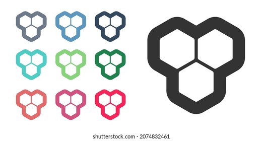 Black Honeycomb icon isolated on white background. Honey cells symbol. Sweet natural food. Set icons colorful. Vector