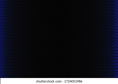 Black honeycomb metal texture steel background. Neon carbon grid. Metal texture.