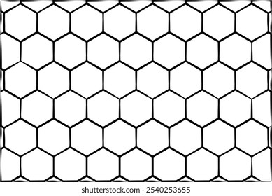 black honeycomb net mesh line on white background.