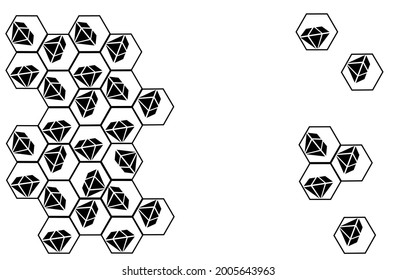 Patrón de peine de abeja negro, forma de contorno del logotipo de diamantes, vector EPS 10. 
