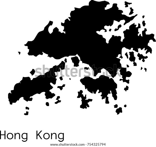 Black Hong Kong Map Vector Silhouette Stock Vector (Royalty Free ...