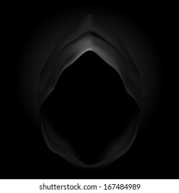 Black Hood As Image Of Death. Grim Reaper.