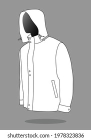 Black Hooded Jacket Template Vector On White Background