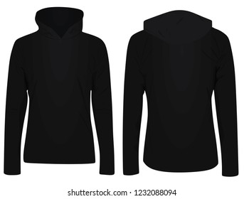 Black hooded sweater. vector illustration