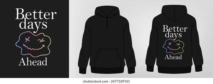 Schwarzes Hoodie Art Design, verzerrtes Gesicht