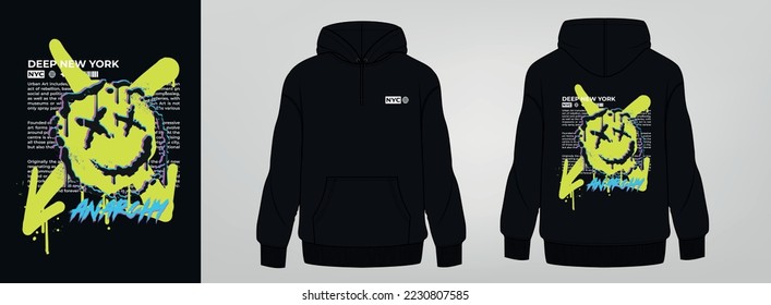 black hoodie art design, face