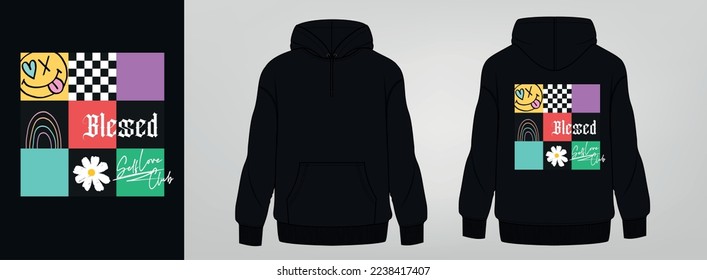 black hoodie art design, grid