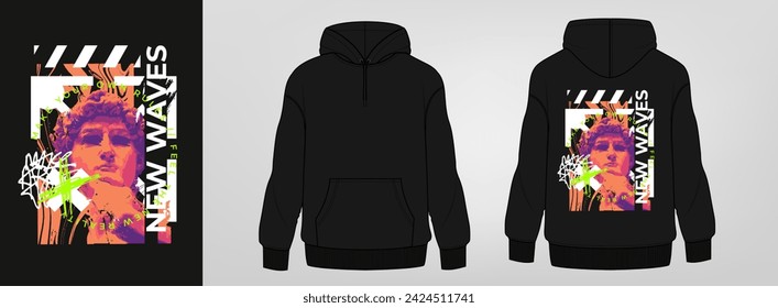 black hoodie, art design, template