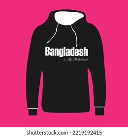 Black hoodie with bangladesh name in amezing 