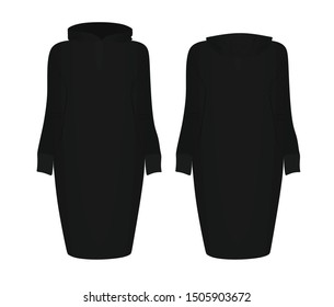 Black hoodie dress. vector illustration