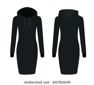 Black hoodie dress. vector illustration