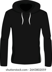 Black hoodie features a drawstring hood and long sleeves, perfect for everyday casual outfits.