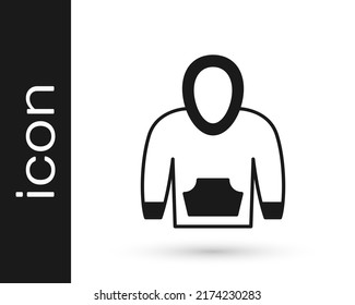Black Hoodie icon isolated on white background. Hooded sweatshirt.  Vector