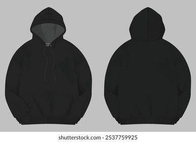 BLACK HOODIE MOCKUP FRONT AND BACK