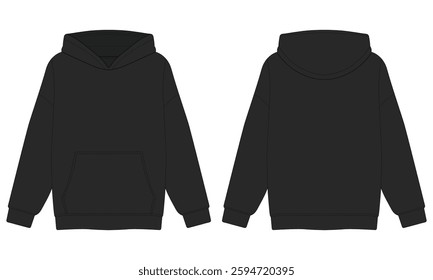Black hoodie sweater mockup front and back view