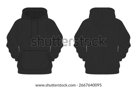 Black hoodie template front and back view