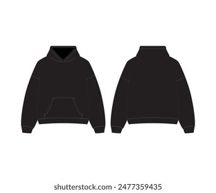 Black Hoodie Template Hooded Sweatshirt Long Sleeve Hoody Design Flat Fashion Template Streetwear Hoodie Apparel TemplateWhite Hoodie Template Hoodie Sweatshirt Long Sleeve Hoody Fashion Design Flat