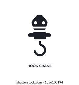 black hook crane isolated vector icon. simple element illustration from industry concept vector icons. hook crane editable logo symbol design on white background. can be use for web and mobile