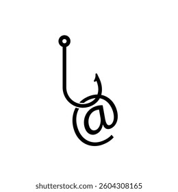 A black hook shaped like a musical note, showcasing a clever typography design with a loop.