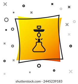 Black Hookah icon isolated on white background. Yellow square button. Vector