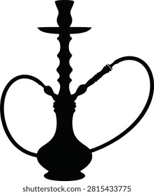 Black hookah pipe with two hoses for smoking