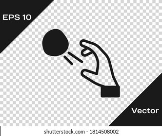 Black Hooligan shooting small stones icon isolated on transparent background. Demonstrator. Vector.