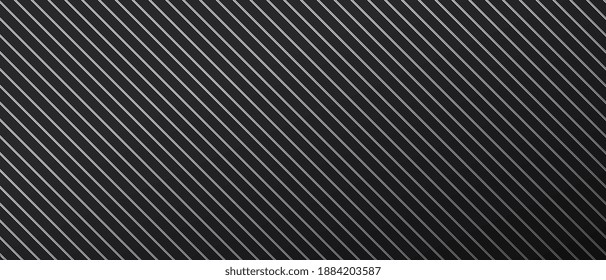 Schwarze horizontale 3D-Streifen. Dunkel Geometrisches Gitter, diagonale Linien Hintergrund. Moderne dunkle abstrakte Vektorstruktur. Schwarz-minimalistischer Hintergrund mit gerippter Textur. Monochrome Vektorgrafik EPS10