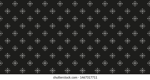 Black horizontal background with silver glitter small polka snowflakes.