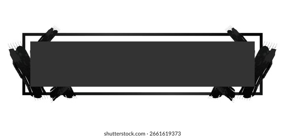 Black horizontal banner and frame with brush stroke design