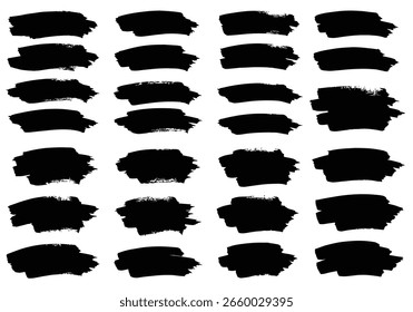 Schwarzes horizontales Pinselstrich-Texturpaket EPS 10