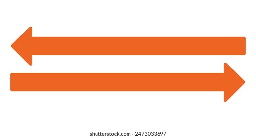 Black Horizontal dual sided long straight arrow signs. Red and orange color arrow symbol collection. Vector Illustration.