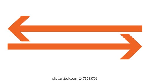 Black Horizontal dual sided long straight arrow signs. Red and orange color arrow symbol collection. Vector Illustration.