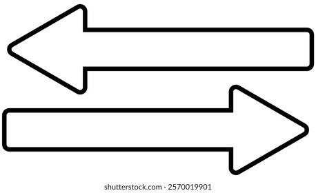 Black Horizontal dual sided long straight arrow signs. Black, red, stock pointer, direction, position symbol and double arrow icon. long arrows icon set vector in trendy style . Design eps 10