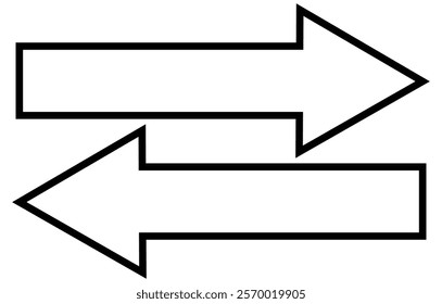 Black Horizontal dual sided long straight arrow signs. Black, red, stock pointer, direction, position symbol and double arrow icon. long arrows icon set vector in trendy style . Design eps 10