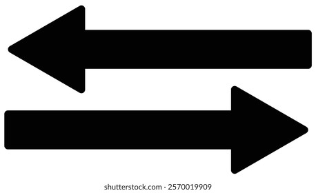 Black Horizontal dual sided long straight arrow signs. Black, red, stock pointer, direction, position symbol and double arrow icon. long arrows icon set vector in trendy style . Design eps 10