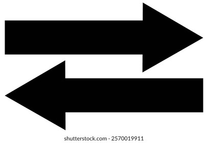 Black Horizontal dual sided long straight arrow signs. Black, red, stock pointer, direction, position symbol and double arrow icon. long arrows icon set vector in trendy style . Design eps 10