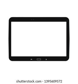 Black horizontal top tablet with a grayish screen vector eps10. Horizontal black tablet with grey empty screen. Tablet top with white screen.