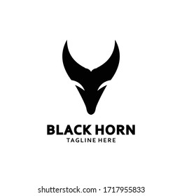 black horn, Country Western Bull Cattle Vintage Label Logo Design