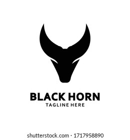 black horn, Country Western Bull Cattle Vintage Label Logo Design