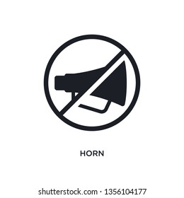 black horn isolated vector icon. simple element illustration from traffic signs concept vector icons. horn editable logo symbol design on white background. can be use for web and mobile