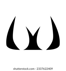 Black Horn Shaped Letter W Icon on a White Background