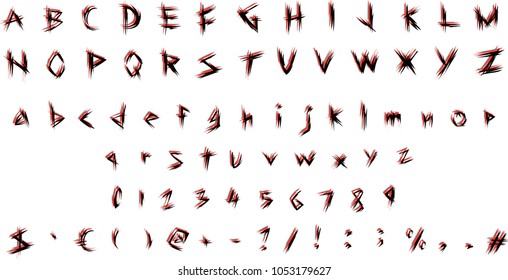 Black  horror  font with red shadow.  
