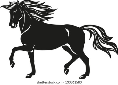 Silhouette Running Horse Galloping Animal Logo Stock Vector (Royalty ...