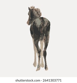 Black horse animal illustration isolated on white, vector. 