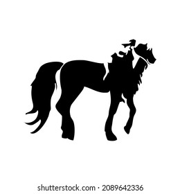 black horse with a beautiful tail, vector illustration