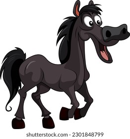 A Black Horse Cartoon Character illustration